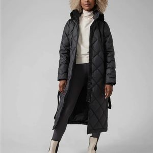 ❌SOLD❌ Athleta Boulevard Down Duster Belted Hooded Jacket Coat Black